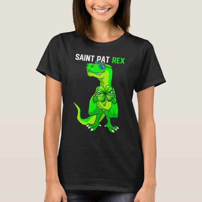 Camiseta Feliz Rua Pat T Rex Saint Patrick's Dinos Engraçad (Frente)
