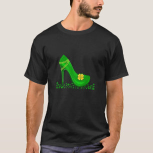 Camiseta Feliz Rua Patrick Day Green Womens High Heed Calç