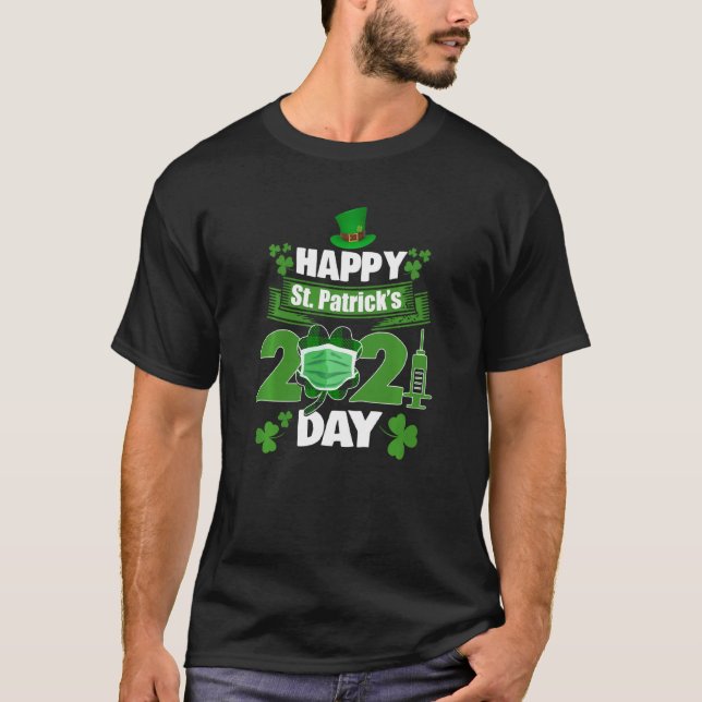 Camiseta Feliz Rua Patrick S Day 2021 Irish Shamrock Face M (Frente)