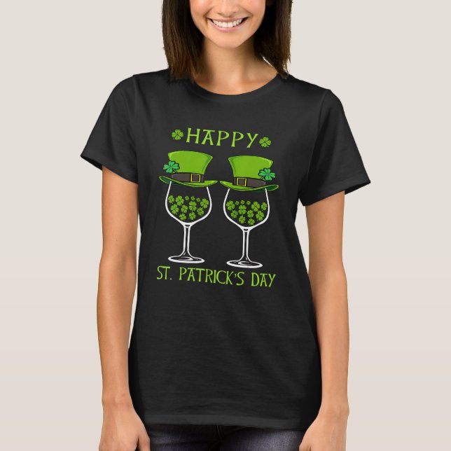 Camiseta Feliz Rua Patrick S Day Shamrock Bebendo Bebida Vi (Frente)