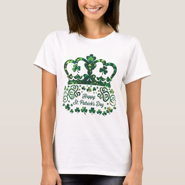 Camiseta Feliz Rua. Patricks Day Shamrock Irish Santo Patri (Frente)