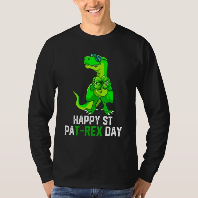 Camiseta Feliz Rua Pica em T Rex Patrick S Day Dinossauro B (Frente)