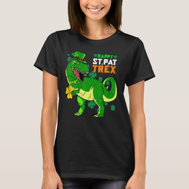 Camiseta Feliz Rua, Rex Dinosaur Saint Patrick S Day (Frente)