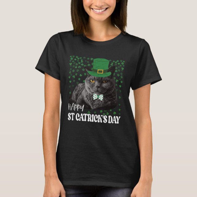 Camiseta Feliz Rua, Rua do Dia Patrick Cat Shamrock (Frente)