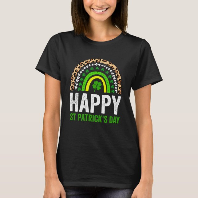 Camiseta Feliz Rua São Patrick Dia Arco-Íris Raparigas Co (Frente)