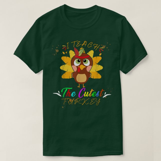 Camiseta Feliz Sala de Aula de Ação de Graças Turquia Engra (Frente do Design)