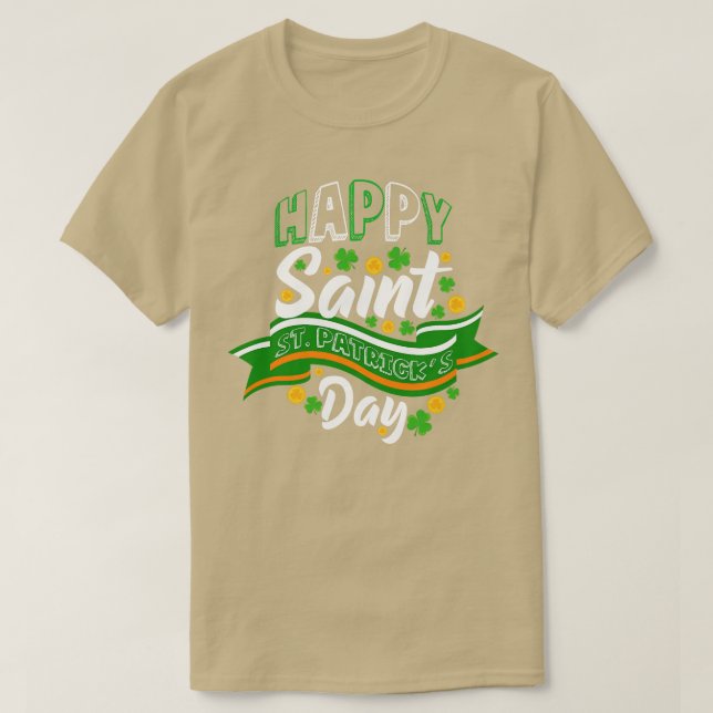 Camiseta Feliz Santo Dia de São Patrício Lucky Shamrock Clo (Frente do Design)
