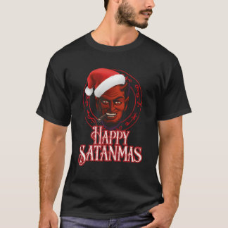 Camiseta Feliz Satanmas Engraçado Ocultar Satã de Natal