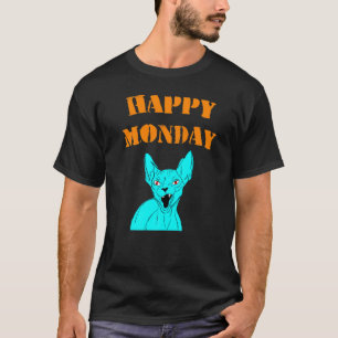 Camiseta Feliz segunda-feira Mãe Pai de Gato Sphynx Zangado