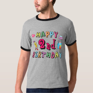 Camiseta Feliz segundo aniversário. 2 anos por dia.