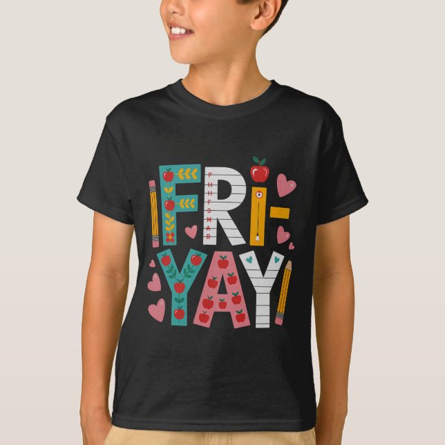 Camiseta Feliz Sextou Professor Fritar Yay Sexta-feira Dive (Frente)