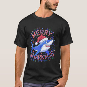 Camiseta Feliz Sharkmas Engraçado Tubarão Natal Santa Hat L