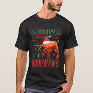 Camiseta Feliz Shrimpmas Engraçado Camarão Frio de Natal Fe