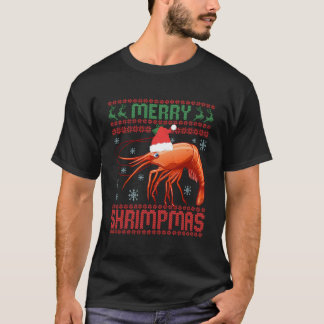 Camiseta Feliz Shrimpmas Engraçado Camarão Frio de Natal Fe