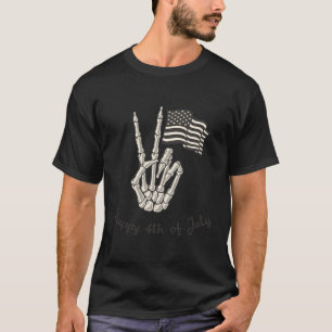 Camiseta Feliz Sinal De Paz De Bandeira Americana Em 4 De J