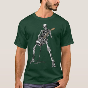 Camiseta Feliz Skeleton Guitar Cara Spookie Halloween Rock