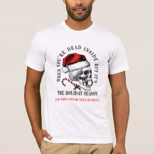 Camiseta Feliz Skeleton Vibes Chefe Festa Xmas Natal