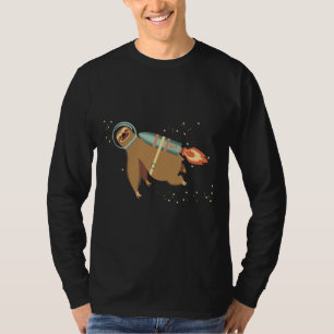 Camiseta Feliz Sloth Spaceman Rocket Jet Pack Equipado