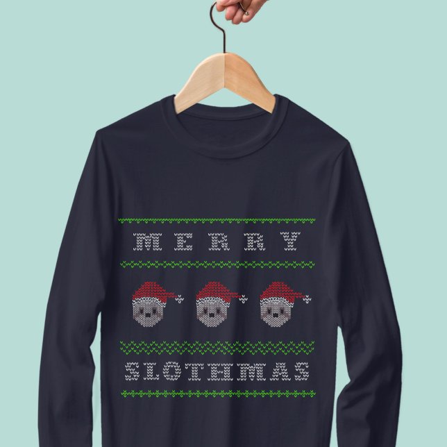 Camiseta Feliz Slothmas Papais noeis bonitos Feriado de Nat (Merry Slothmas from the 3 wise Santa Sloths! A fun and festive sweater to wear this holiday season)
