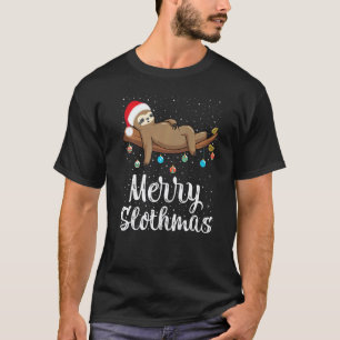 Camiseta Feliz Slothmas Sloth Natal Iluminação Santa Sloth 