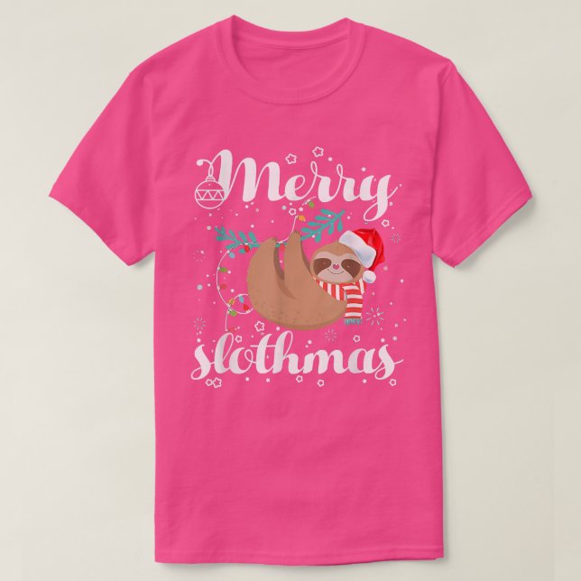 Camiseta Feliz Slothmas T Natal Pajama para Sloth Lover (Frente do Design)