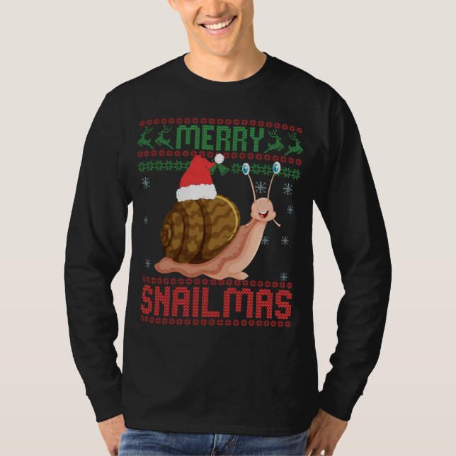 Camiseta Feliz Snailmas Engraçado Caracol de Natal Feio (Frente)