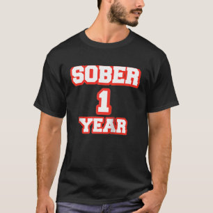 Camiseta Feliz Sobre 1 ano Legal aniversário Red Sobriety R