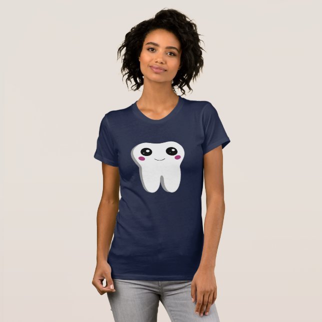 Camiseta Feliz Sorriso de Dente Dental (Frente Completa)