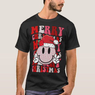 Camiseta Feliz Sorriso de Natal Rosto Papai Noel Groovy
