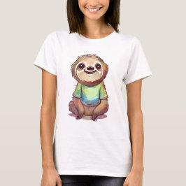 Camiseta Feliz sorriso Sentado de Lama Relaxado