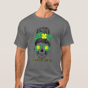 Camiseta Feliz Sorte Mamãe Caveira Mensageira Bun Feliz St