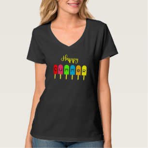 Camiseta Feliz Sorvete de férias de verão picolé gelado