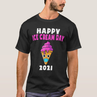 Camiseta Feliz Sorvete Dia 2021, Sorvete Vestindo Mask Ki