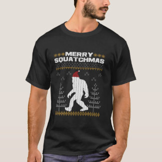 Camiseta Feliz Squatchmas Bigfoot Feio Suor de Natal Feio
