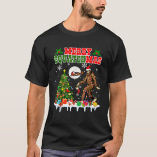 Camiseta Feliz Squatchmas Papais noeis de Árvore de Natal B