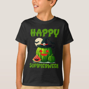 Camiseta Feliz Summerween Abóbora de Melancia de Verão