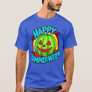 Camiseta Feliz Summerween Melancia De Verão Jackolantern Ha