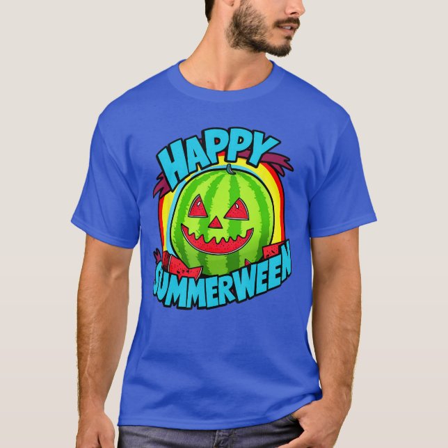 Camiseta Feliz Summerween Melancia De Verão Jackolantern Ha (Frente)