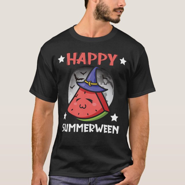 Camiseta Feliz Summerween Melancia Jack de Verão (Frente)