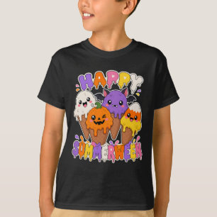 Camiseta Feliz Summerween Verão Halloween Cones de Sorvete
