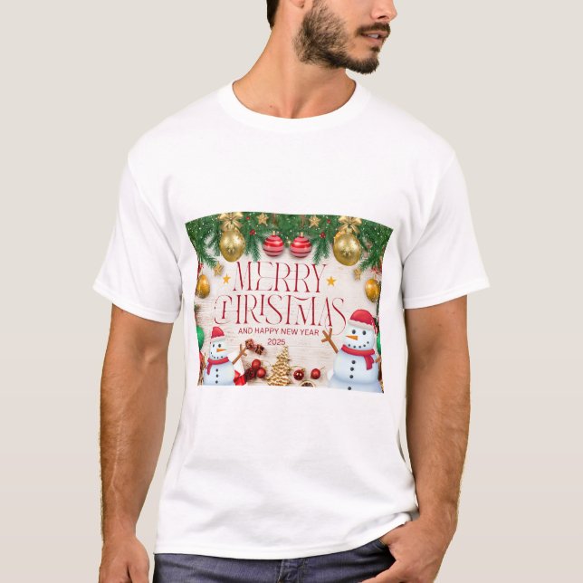 Camiseta Feliz t-shirt de Natal Feliz (Frente)