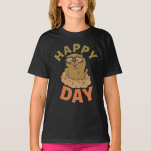Camiseta Feliz T-Shirt do Dia de Marmota
