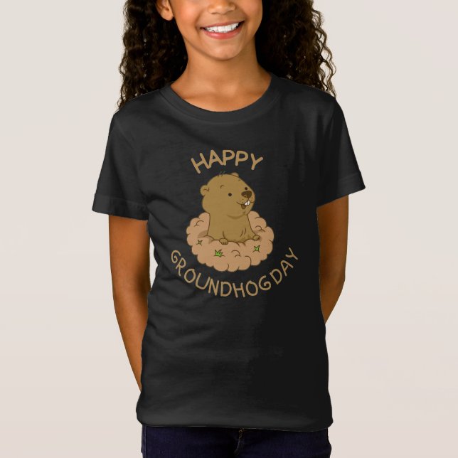 Camiseta Feliz T-Shirt do Dia de Marmota (Frente)