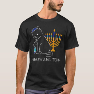 Camiseta Feliz Tee Gato Fofo Mazel Tov Menorá Engraçado H