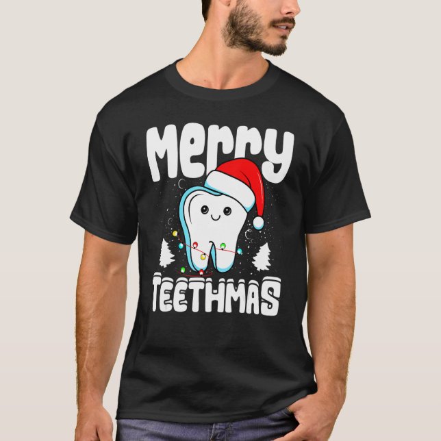 Camiseta Feliz Teethmas Dentista Dental Higienista Natal (Frente)