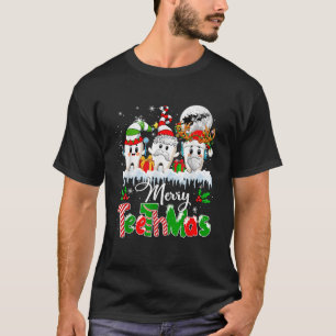 Camiseta Feliz Teethmas Xmas Três Papais noeis Elf Reindeer