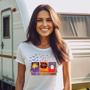 Camiseta Feliz Tema de Cartão de Boas Festas de Hallowgraça