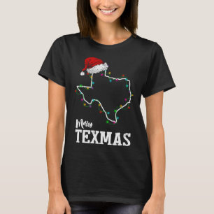 Camiseta Feliz Texmas Estado do Texas Contorno de natal S