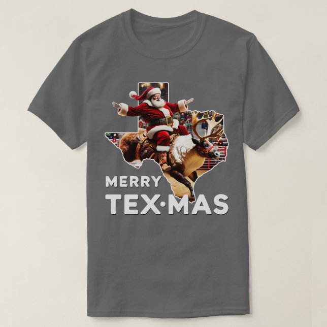 Camiseta Feliz Texmas Papais noeis de Natal do Texas Reinde (Frente do Design)