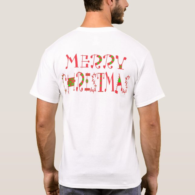 Camiseta Feliz Texto de Natal Design: Arte Festiva (Verso)